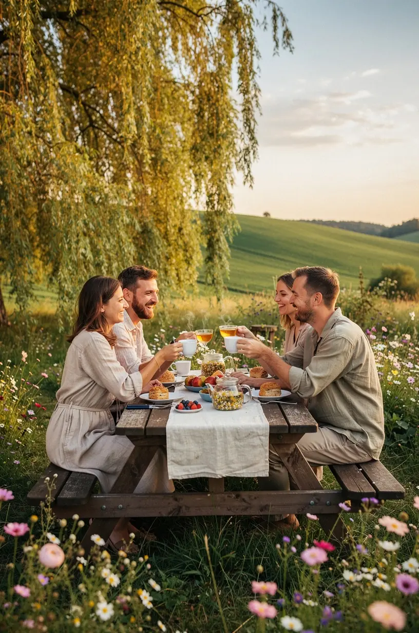 Ryto ritualas su arbatos paruošimu ir užrašų knygele, pabrėžiantis organizuotumo svarbą kasdienybėje.